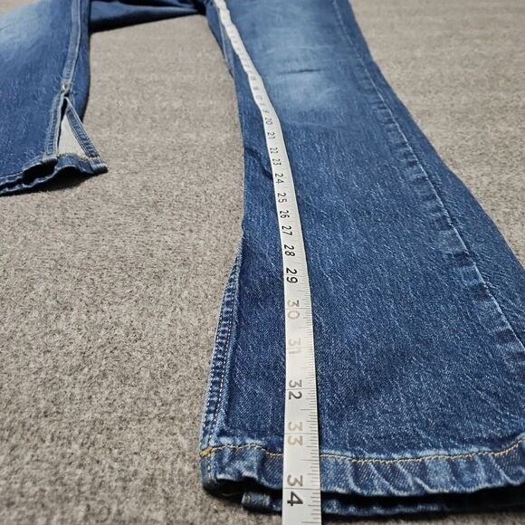 Zara Jeans Womens 4 Blue Slim Straight Split Ankle Denim Pants Boho Hipster - Picture 3 of 11